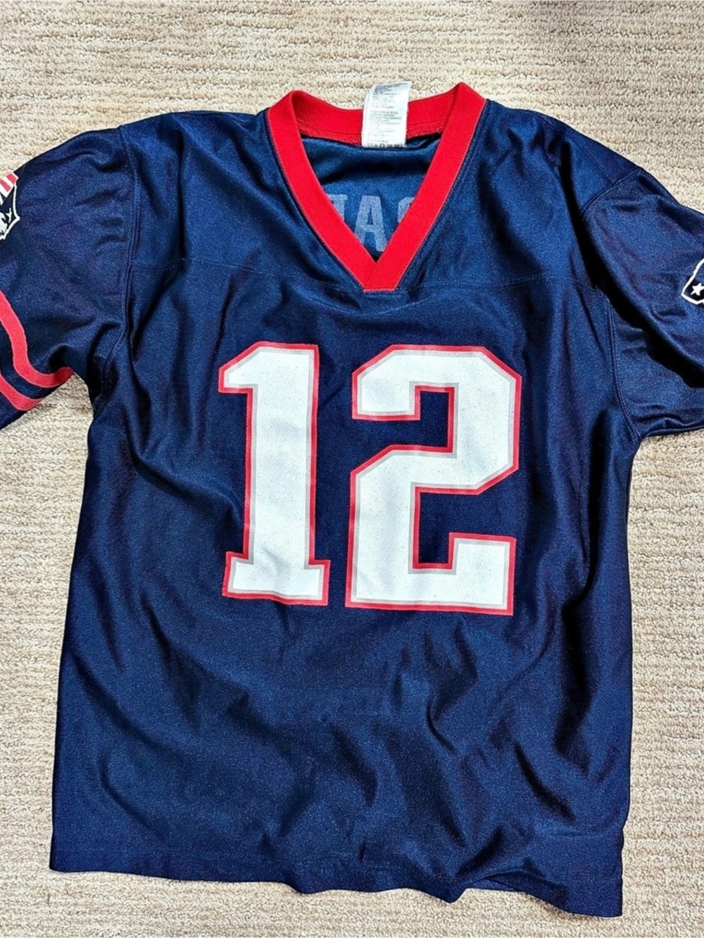 NFL Tom Brady #12 jersey Youth Boys Large Brady #12 Jersey Blue & Red